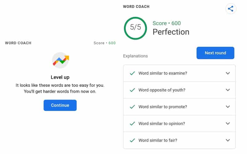 Google Vocabulary Game Levels